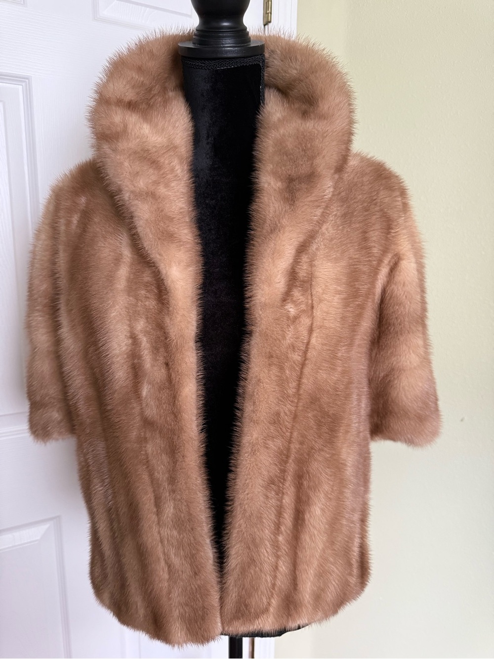 EUC Vintage Real Mink Fur Jacket, Beige-Brown, Stroller Stole